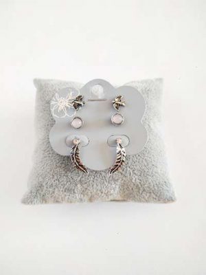 Pack 3 pares de pendientes pluma