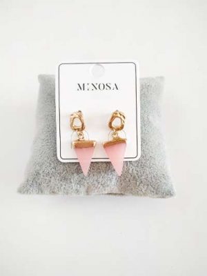 Pendientes acero triángulo rosa