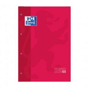Recambio de oxford A4 de color rojo cuadrícula 5×5 90gr consta de 80 hojas